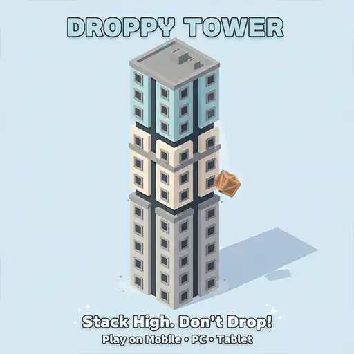 Droppy Tower game icon featuring stacked buildings and a block-dropping tower construction challenge.