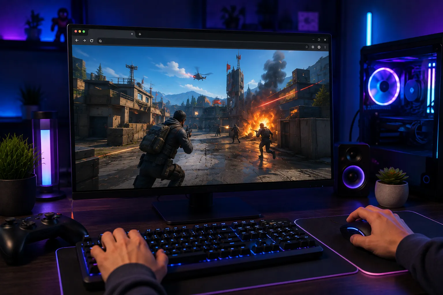 Playing an online action game directly in a web browser