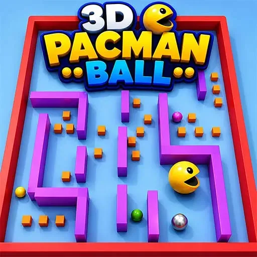3D Pacman Ball game icon featuring a colorful maze with Pacman characters collecting pellets