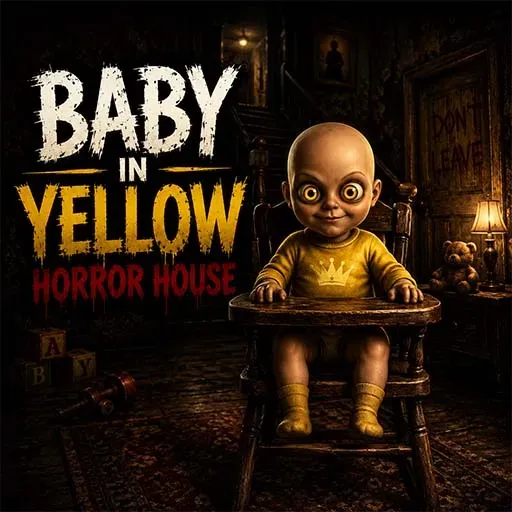 Baby in Yellow Horror House game icon featuring a creepy baby sitting in a dark haunted room