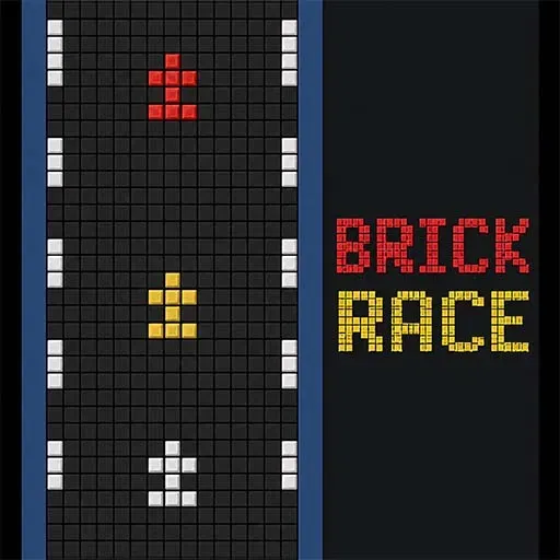 Brick Race game with colorful falling blocks on a grid.