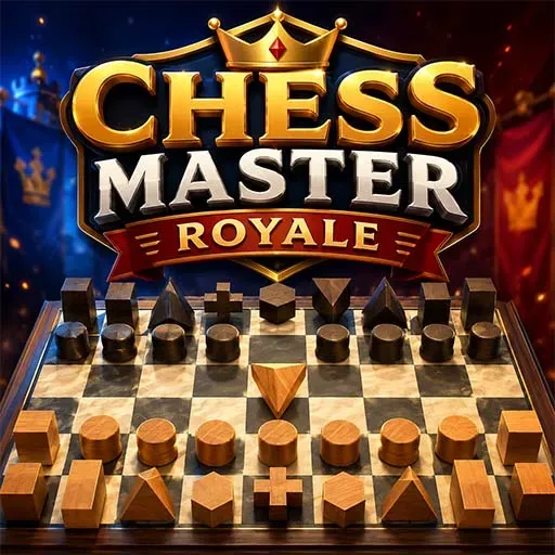 Chess Master Royale game featuring a classic chessboard with wooden chess pieces in a strategic board game challenge for all skill levels