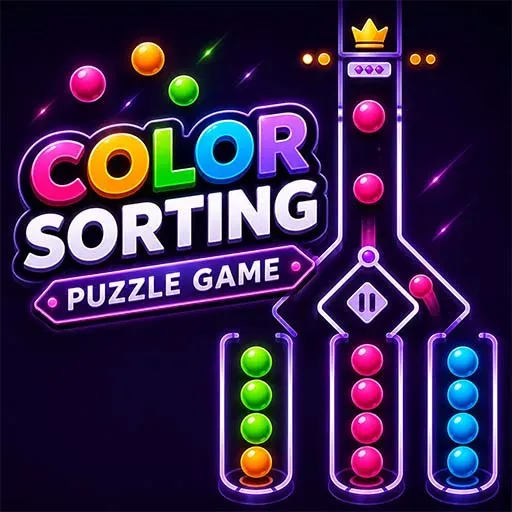 Color Sorting Puzzle Game icon featuring colorful balls being sorted into matching tubes