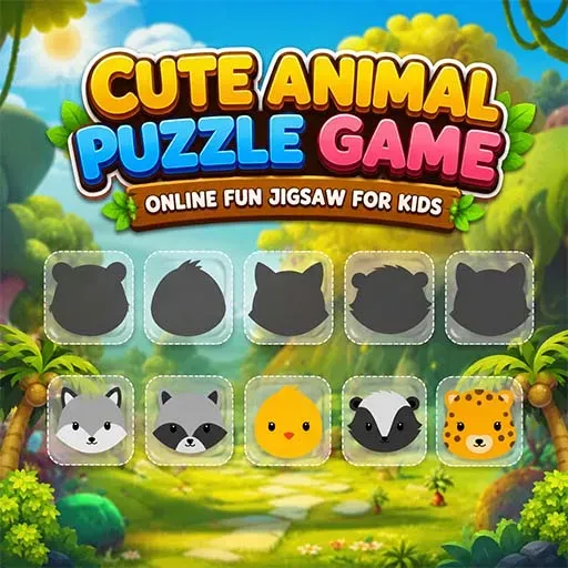 Cute Animal Puzzle Game featuring fun animal jigsaw puzzles with adorable cartoon animals designed for kids and preschool learning
