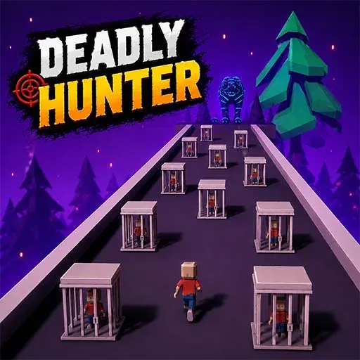 Deadly Hunter game featuring a brave hunter avoiding deadly traps and rescuing captives in a challenging action adventure