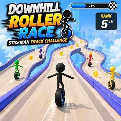 Downhill Roller Race Stickman Track Challenge Game