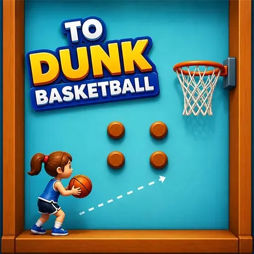 Draw to Dunk Basketball game featuring a player drawing the perfect shot to score baskets in a fun physics-based basketball puzzle challenge.