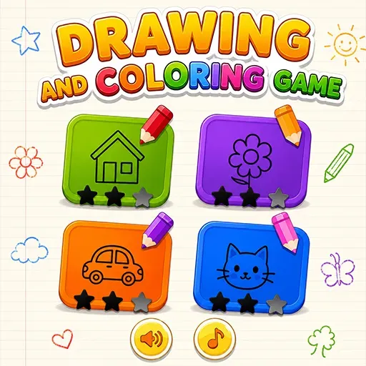 Drawing and Coloring Game featuring fun coloring pages, simple drawing activities, and creative art lessons for kids and preschool learners