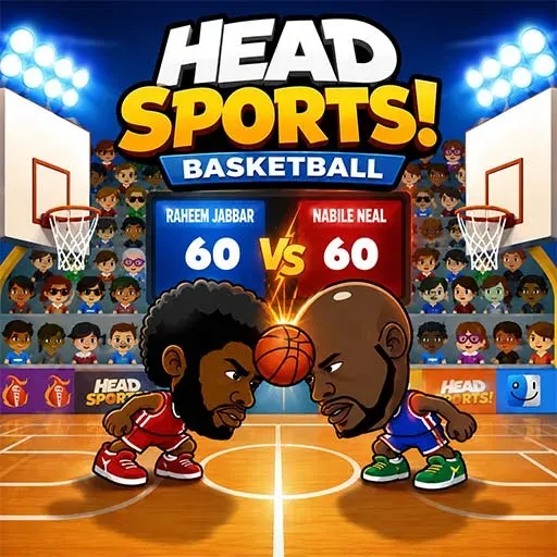 Head Sports Basketball game with two players facing off on a basketball court.