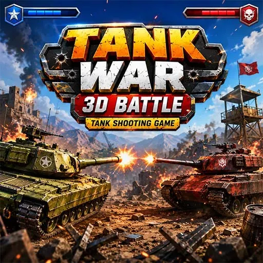 Tank War 3D Battle Tank Shooting Game featuring powerful military tanks engaging in intense battlefield combat with explosive tank warfare