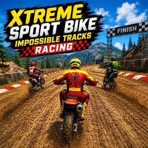 Xtreme Sport Bike Impossible Tracks Racing game featuring off-road dirt bike riders racing on challenging tracks in an extreme motocross adventure